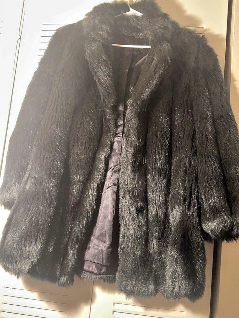 Black Faux Fur Coat Like New
